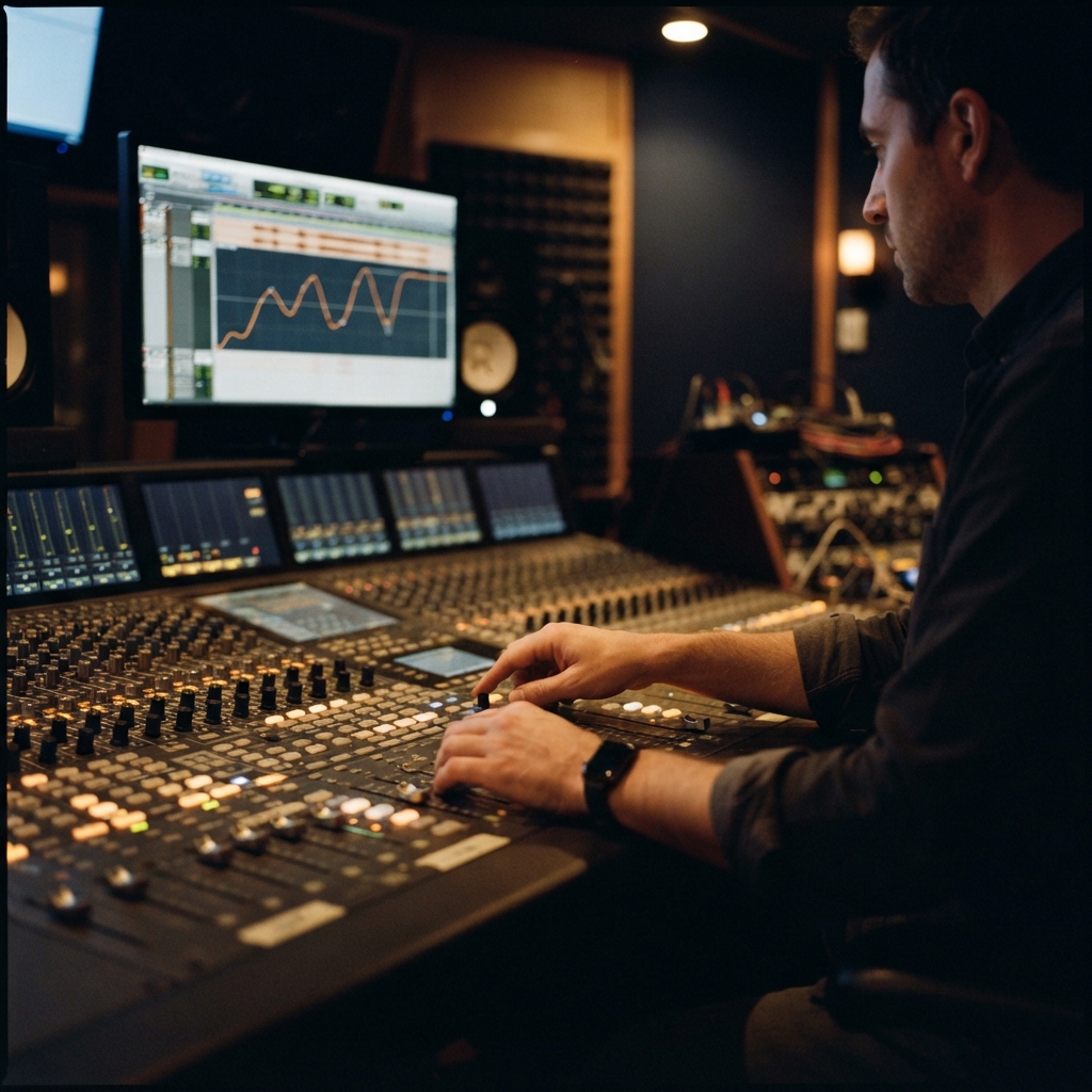 Mixing engineer using console automation