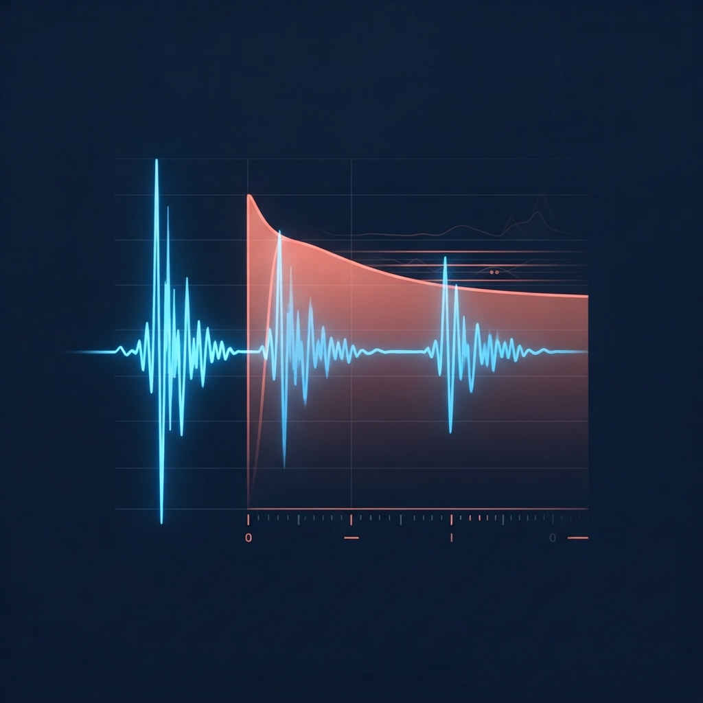 Abstract drum transient passing through a controlled compression envelope