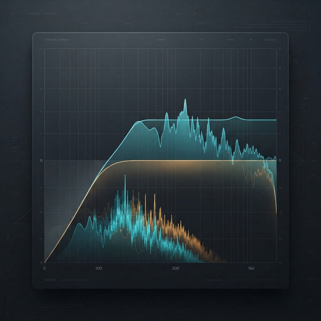 Abstract frequency spectrum showing a controlled high-pass filter curve