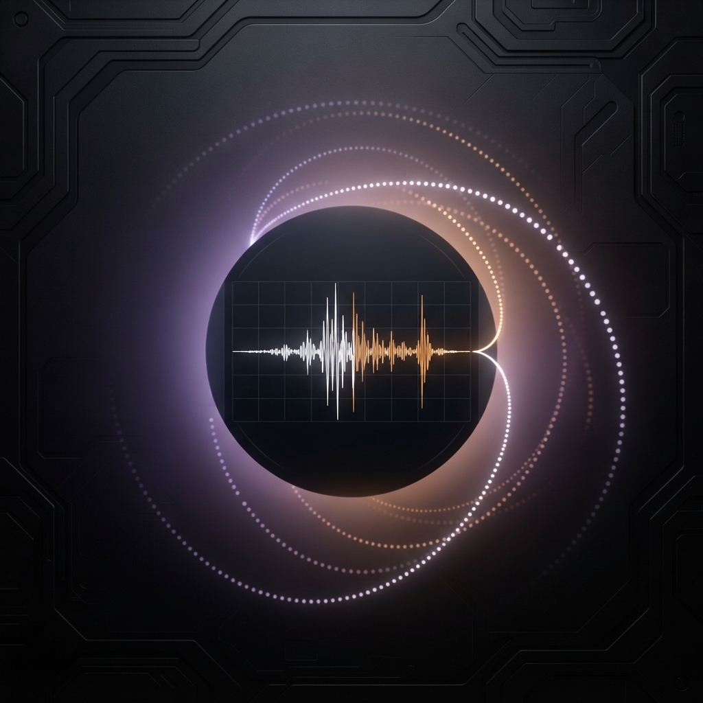 Abstract vocal waveform with controlled delay echoes at phrase endings